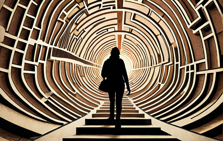**Image Prompt:** A person navigating a maze, holding a map and compass. The maze walls are made of books, representing personal development challenges. The overall tone is hopeful and determined, with a focus on overcoming obstacles. Include some Swedish landmarks subtly in the background, like a silhouette of the Turning Torso building.